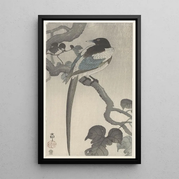 Pie sur une branche d'arbre - Ohara Koson — quadro incorniciato alla parete
