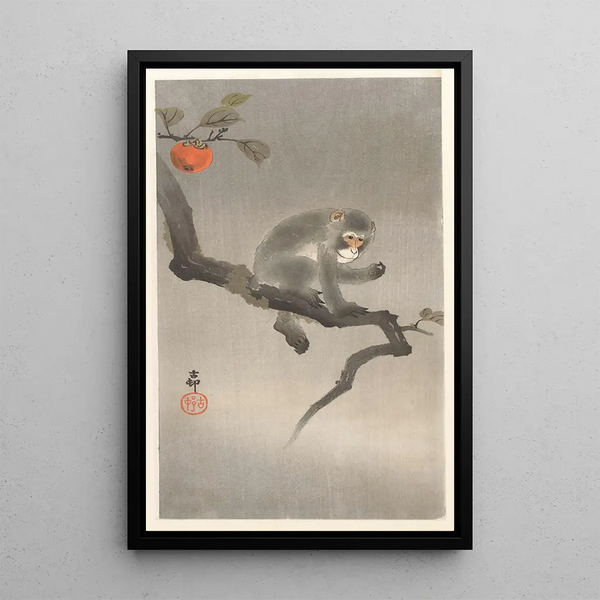 Singe dans un plaqueminier - Ohara Koson — quadro incorniciato alla parete