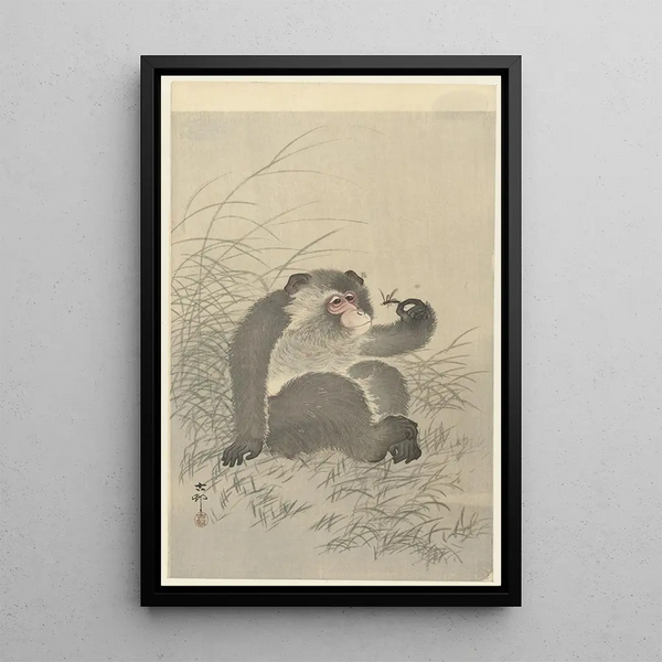 Singe con insetto - Ohara Koson — quadro incorniciato alla parete