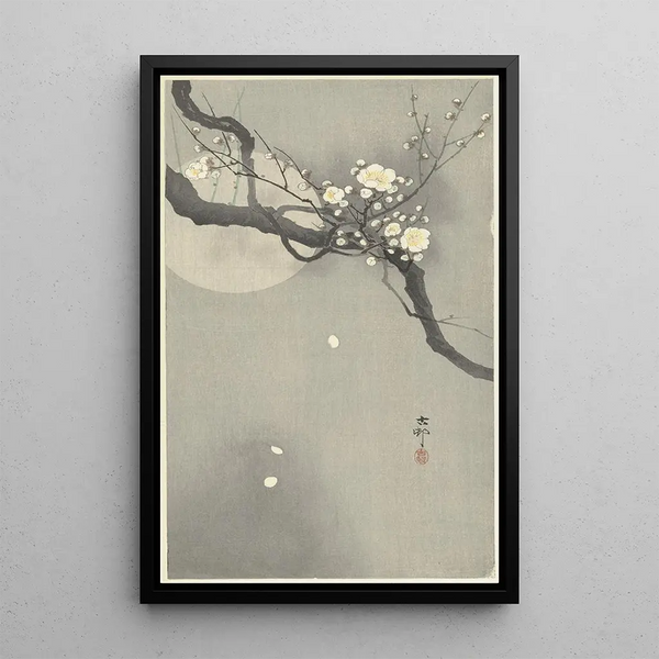 Fleur de prunier et pleine lune - Ohara Koson — quadro incorniciato alla parete