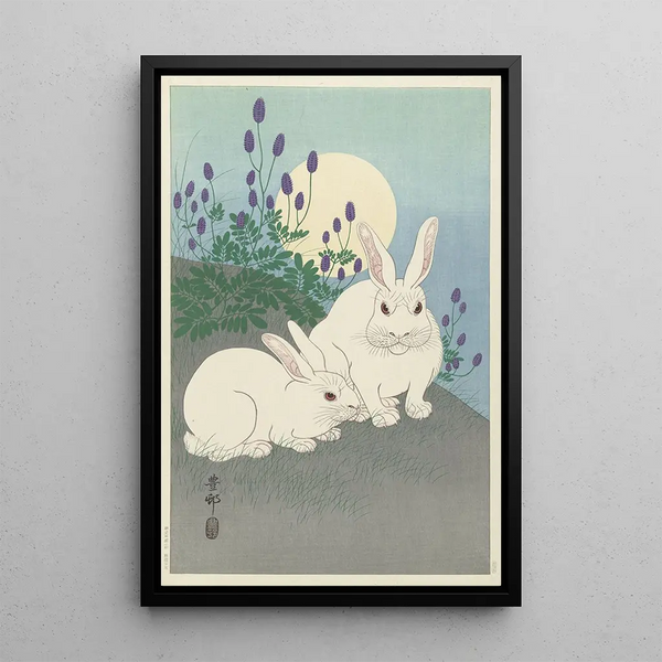 Lapins en taille réelle - Ohara Koson — quadro incorniciato alla parete