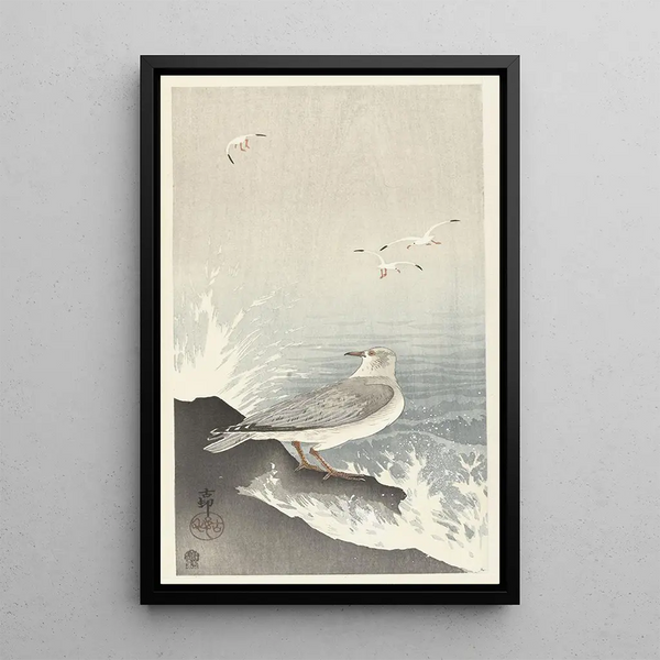 Mouette sur un rocher - Ohara Koson — quadro incorniciato alla parete
