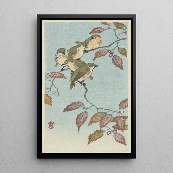 Petits oiseaux sur une brindille - Ohara Koson — quadro incorniciato alla parete