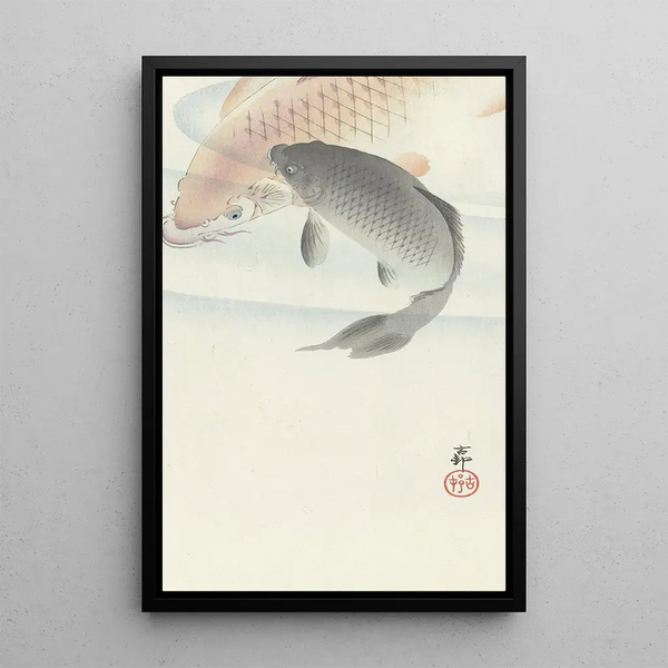 Due carpe - Ohara Koson — quadro incorniciato alla parete