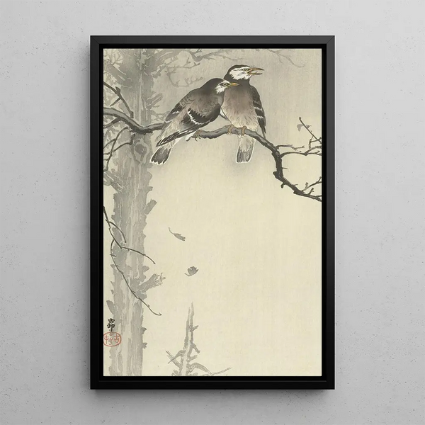 Due storni grigi - Ohara Koson | Reproduction — quadro incorniciato alla parete