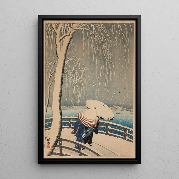 Parapluies dans la neige - Ohara Koson — quadro incorniciato alla parete