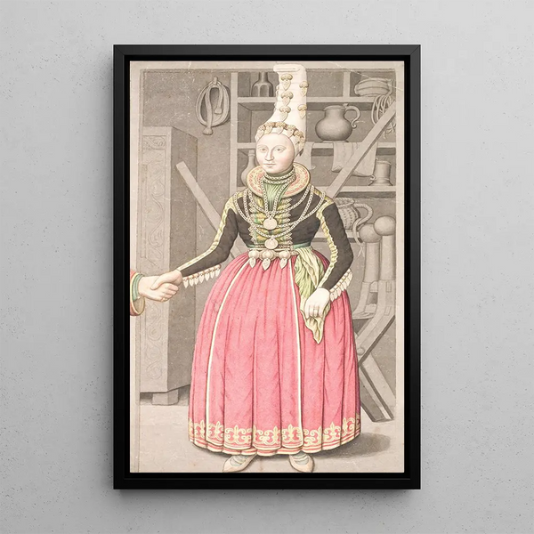 Una giovane donna in abito da sposa - Olavius — quadro incorniciato alla parete