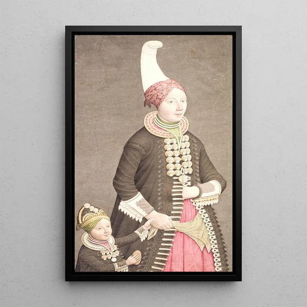 Femme et fille en costumes islandais - Olavius — quadro incorniciato alla parete
