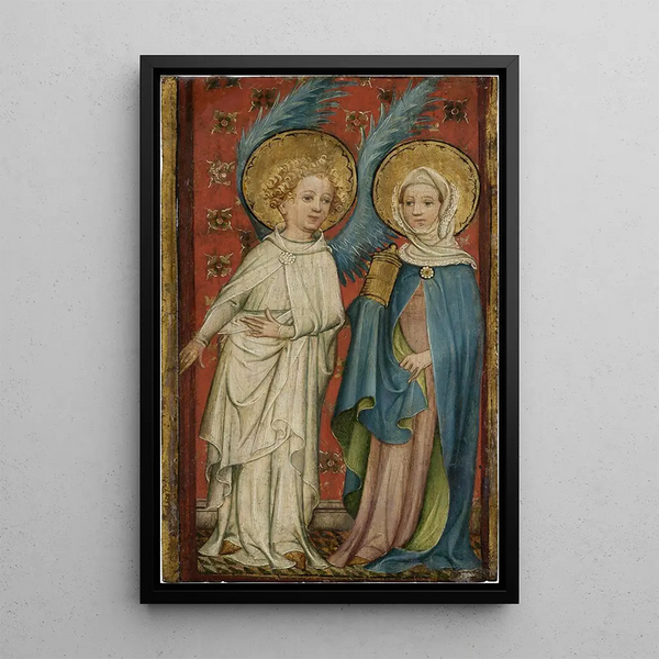 L'Ange et Marie-Madeleine au sépulcre - Maître ancien des portes de garde-robe d'Aix-la-Chapelle — quadro incorniciato alla parete