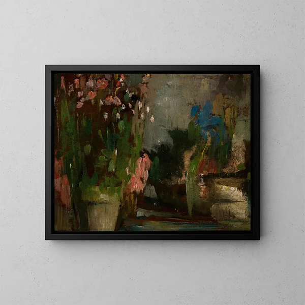 Fiori su una terrazza - Olga Boznańska — quadro incorniciato alla parete