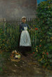 Fille avec un panier de légumes dans le jardin - Olga Boznańska — quadro incorniciato alla parete