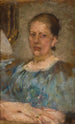 Portrait d'une femme en blouse bleue - Olga Boznańska — vista dell’opera