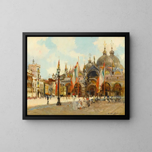 Una vista di Piazza San Marco a Venezia - Oliver Dennett Grover — quadro incorniciato alla parete