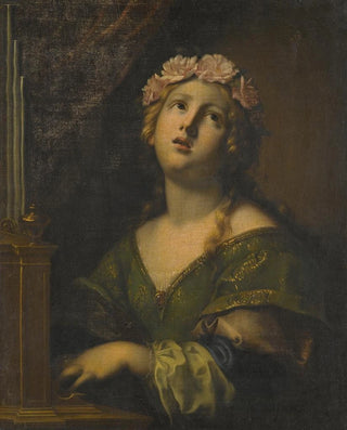 Onorio Marinari - St Cecilia Wearing A Crown Of Flowers Playing An Organ.webp