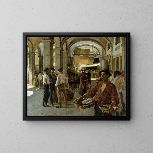 Mercato coperto veneziano - Oscar Björck — quadro incorniciato alla parete