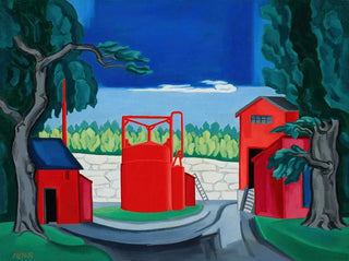 Serbatoio rosso della pagoda a West Quincy - Oscar Bluemner — vista dell’opera