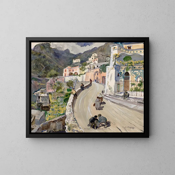Vista di Positano - Oskar Laske — quadro incorniciato alla parete
