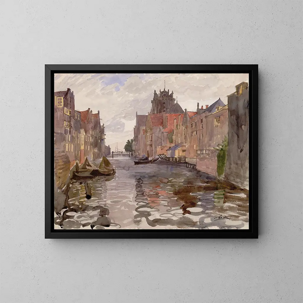 Canale a Dordrecht - Oskar Laske — quadro incorniciato alla parete