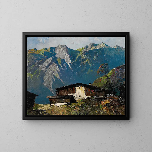 Ferme di montagna del Vinschgau - Oskar Mulley — quadro incorniciato alla parete