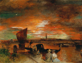 Oswald Achenbach - A scene at dusk in Venice.webp