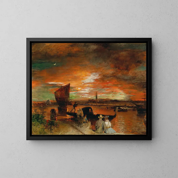 Una scena al crepuscolo a Venezia - Oswald Achenbach — quadro incorniciato alla parete