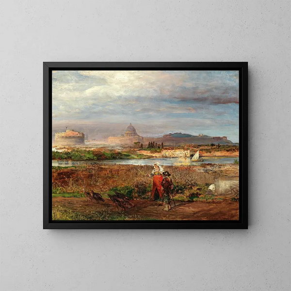 Ai portoni di Roma - Oswald Achenbach — quadro incorniciato alla parete
