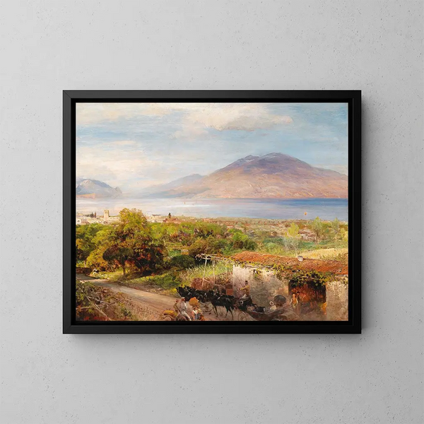Osteria vicino a Napoli - Oswald Achenbach — quadro incorniciato alla parete