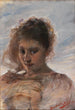 Portrait d'une jeune femme devant un fond de nuages - Ottó Baditz — vista dell’opera