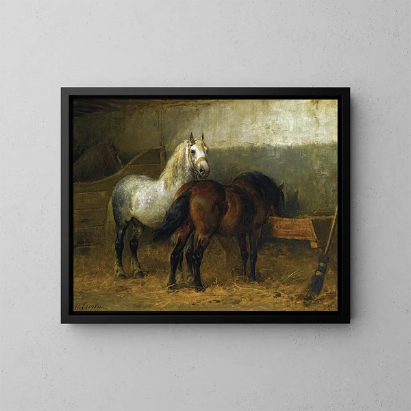 Cavalli nell' stalla - Otto Eerelman — quadro incorniciato alla parete