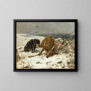 Otto Gebler - A Hound with Dead Deer.webp