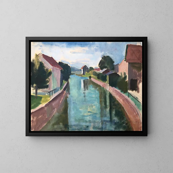 Case sul bordo del canale - Otto Geigenberger — quadro incorniciato alla parete