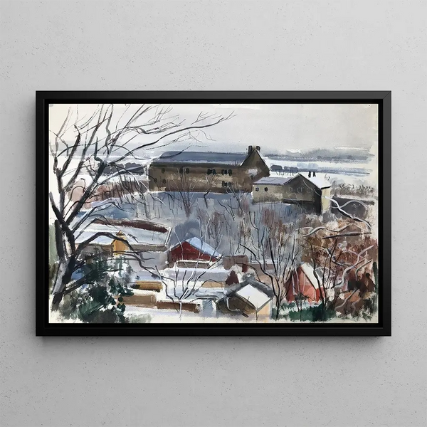 Paesaggio di fine inverno innevato - Otto Geigenberger — quadro incorniciato alla parete