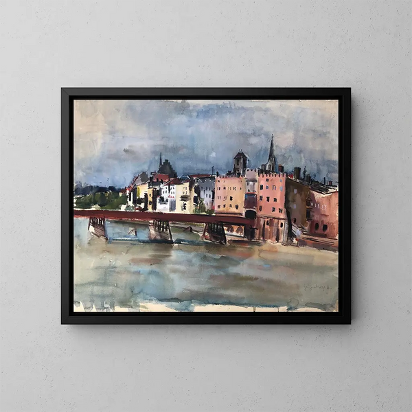 Front de la Wasserburg am Inn avec le pont de l'Inn - Otto Geigenberger — quadro incorniciato alla parete