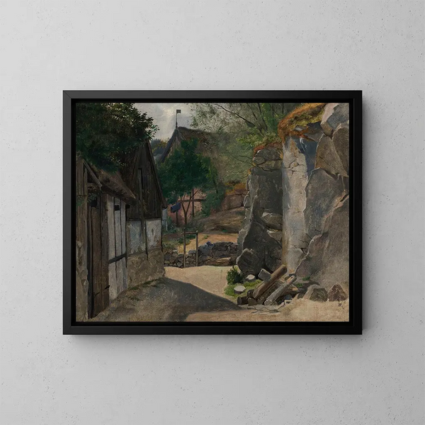 Vista di Gudhjem - Otto Haslund — quadro incorniciato alla parete