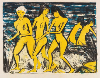 Donna in giallo sul bordo dell'acqua - Otto Mueller — vista dell’opera