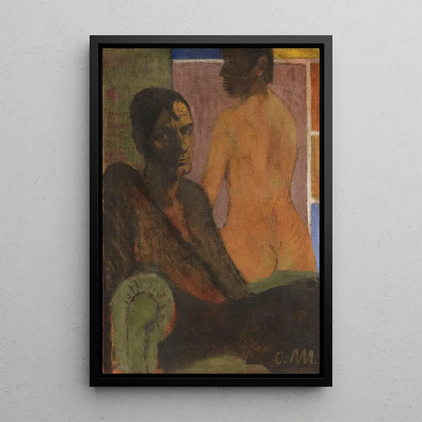 Autoportrait avec nu de dos en arrière-plan Elfriede Timm - Otto Mueller — quadro incorniciato alla parete
