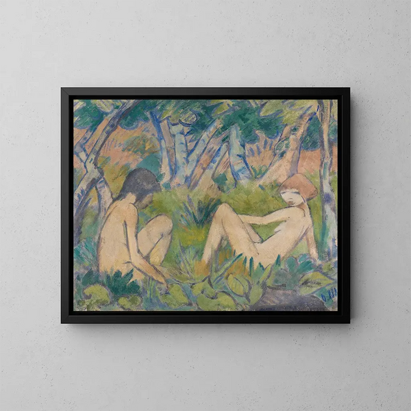 Due ragazze nei boschi - Otto Mueller — quadro incorniciato alla parete
