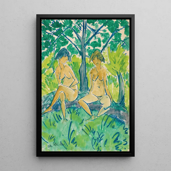 Due ragazze nude - Otto Mueller — quadro incorniciato alla parete
