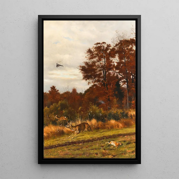 Scène de chasse à la lisière de la foresta - Otto Recknagel — quadro incorniciato alla parete