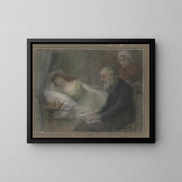 Alla testata del letto del malato - Otto Scholderer — quadro incorniciato alla parete