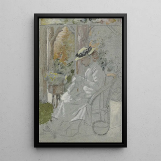 Otto Scholderer - Luise Scholderer auf der Veranda.webp