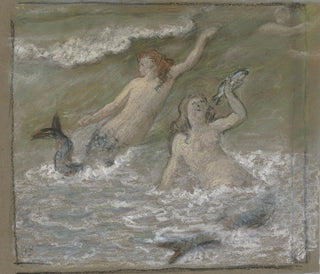 Otto Scholderer - Three mermaids in the water.webp