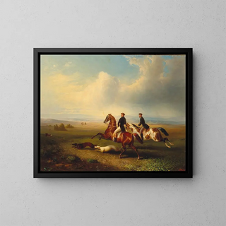 Caccia alla lepre - Otto Stotz — quadro incorniciato alla parete