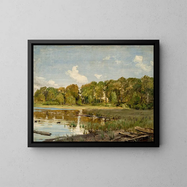 sul bordo del lago Gurre, in Danimarca - P. C. Skovgaard — quadro incorniciato alla parete