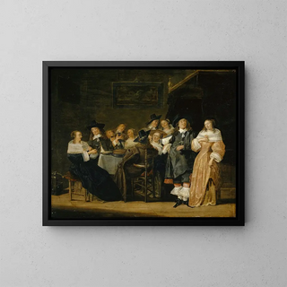 Compagnie à table - Palamedes Palamedesz — quadro incorniciato alla parete