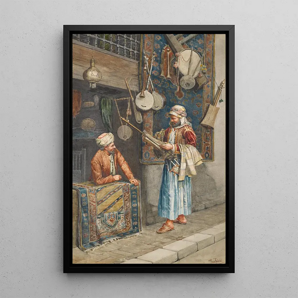 Le Vendeur d'instruments de musique - Paolo Folchi — quadro incorniciato alla parete