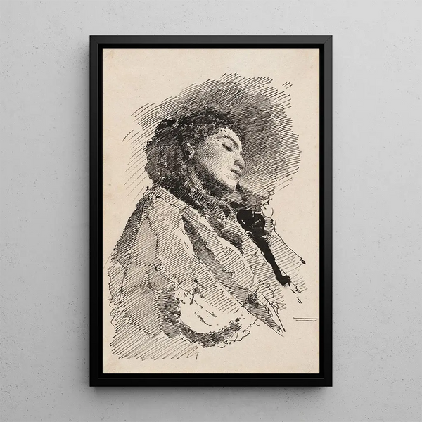 Giovane donna addormentata - Paolo Vetri — quadro incorniciato alla parete