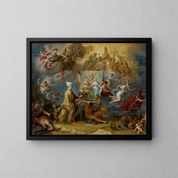Allégorie delle conseguenze della pace di Utrecht - Paolo de Matteis — quadro incorniciato alla parete