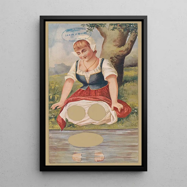 Femme agenouillée au bord de l'eau - Parisian Puzzle Co — quadro incorniciato alla parete