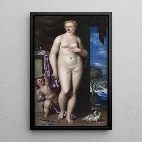Vénus et Cupidon - Parrasio Micheli — quadro incorniciato alla parete